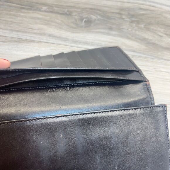 Gucci Canvas Long Wallet- Rare Brown Wood Magnet Clasp Vintage Monogram - Picture 12 of 16